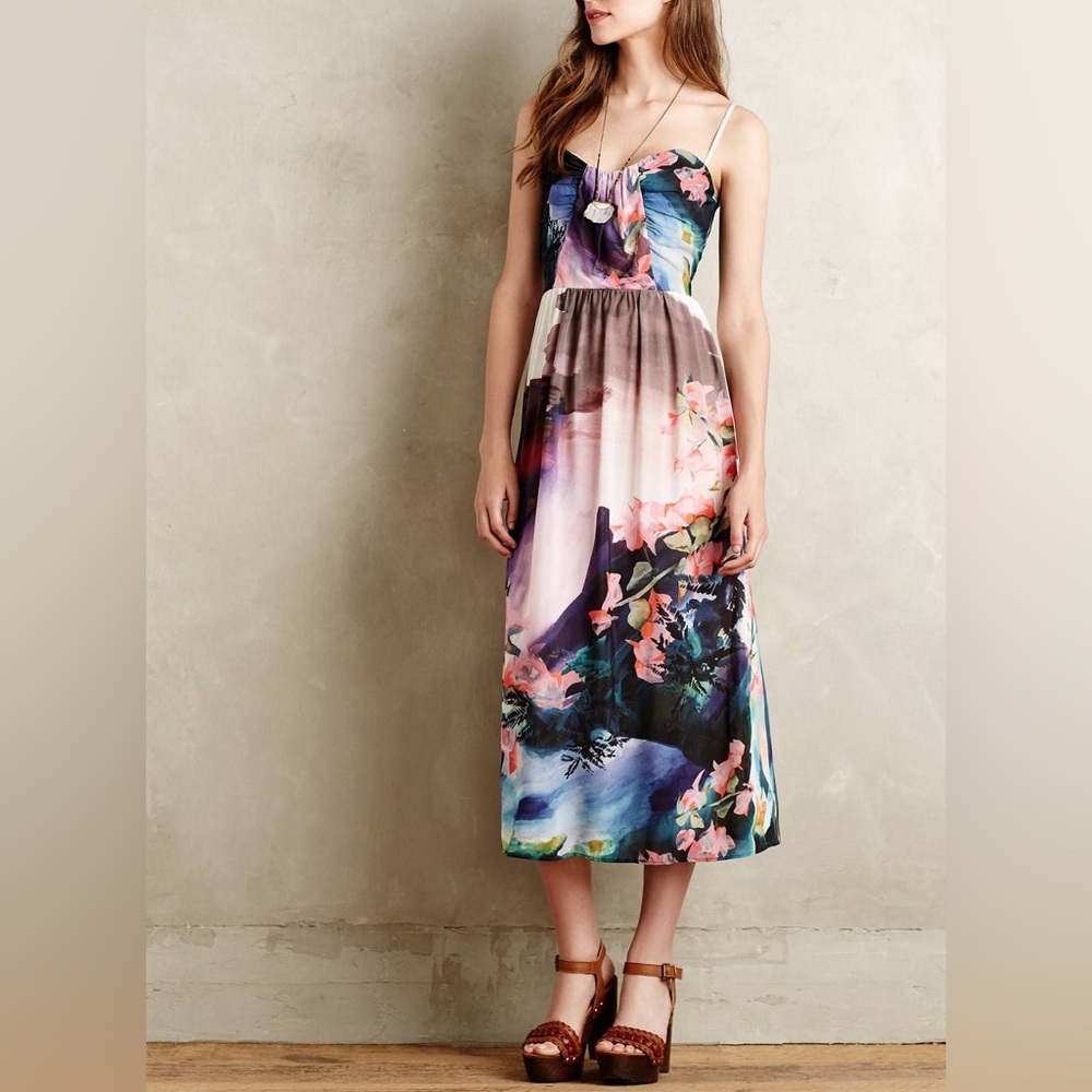 NWT Anthropologie Corey Lynn Calter Daybreak Dress Watercolor - Read - Picture 2 of 11